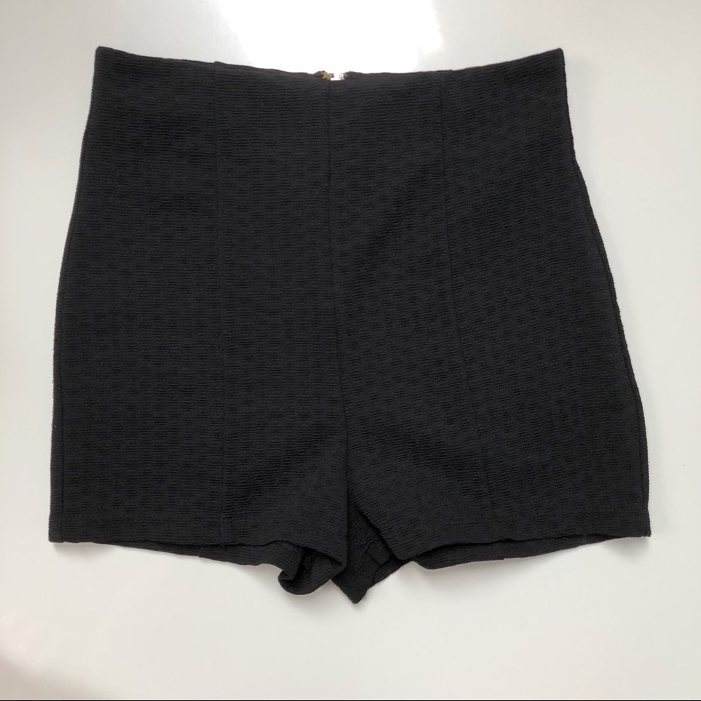 F21 black textured knit shorts